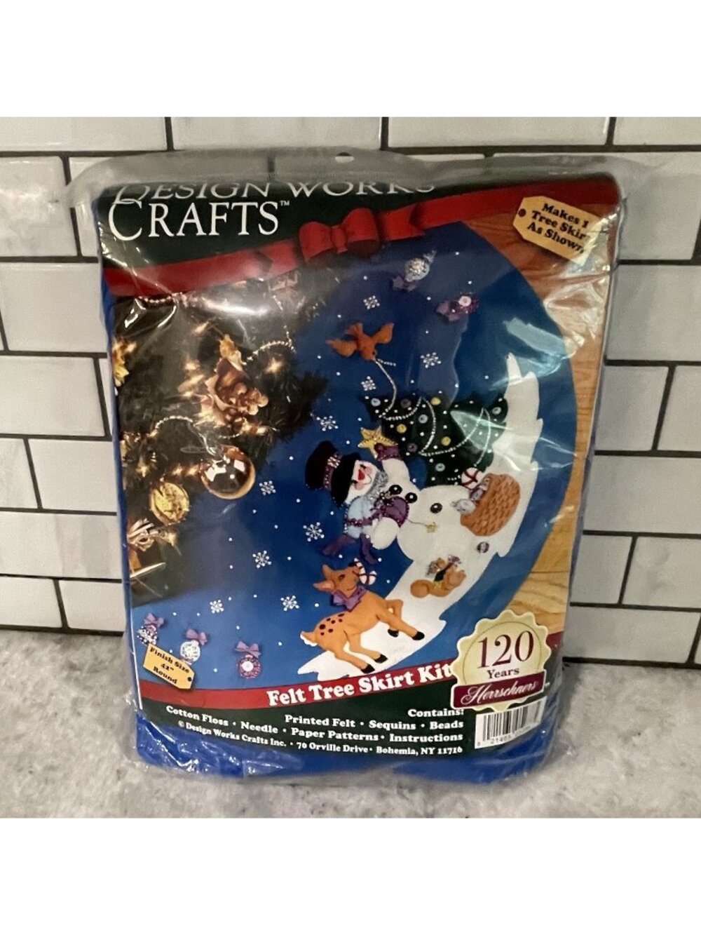 Design Works Christmas Tree Skirt Kit New Complete 5288 Felt Sequins Blue 42 In